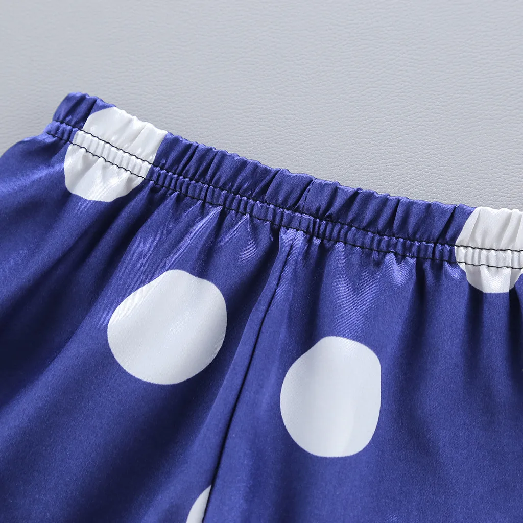 Детская Пижама для девочек платье сна малышей топ на бретелях с принтом в горошек