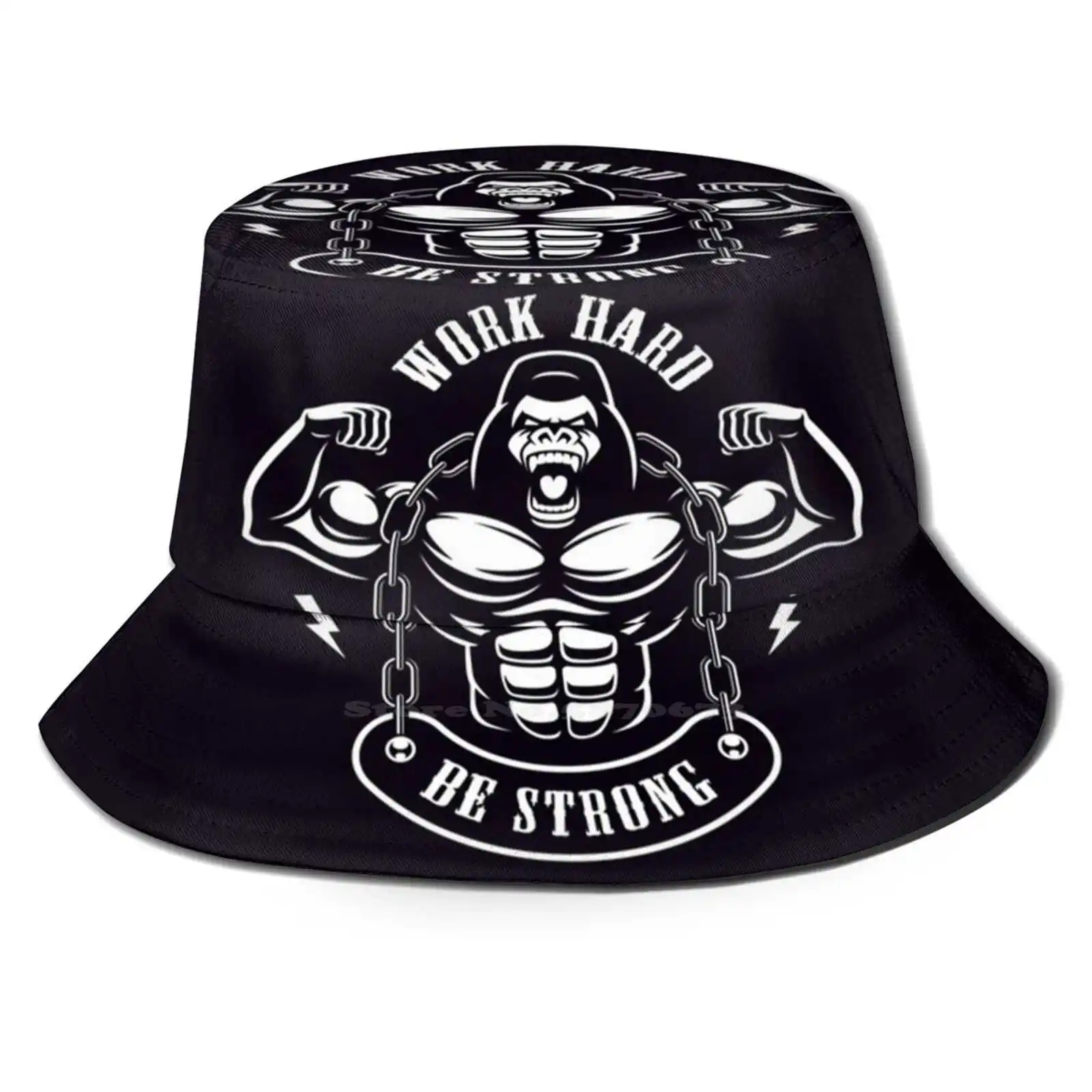 

Gorilla Bodybuilder Fisherman's Hat Bucket Hats Caps Gorilla Animal Gym Muscular Bodybuilding Motivation