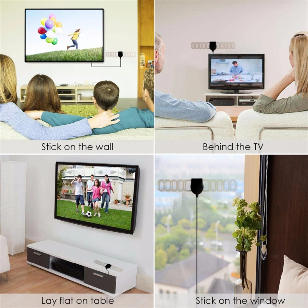 

300 Mile HD 4K Digital TV Antenna Indoor Clear Vision 5DBI Mini DVB-T2 High Gain Device TV Antenna Booster Active