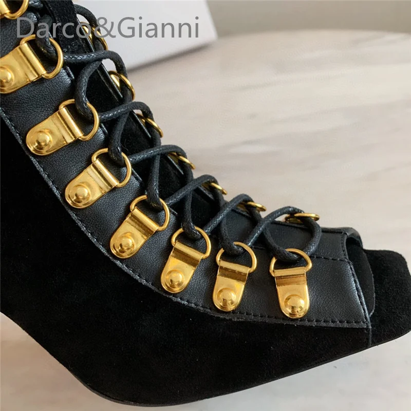 

2021 New Ladies Sandals Fish Mouth Stiletto High Heel Summer Fashion Boots Black Suede Sandalias Casual Pumps Banquet Shoes Wom