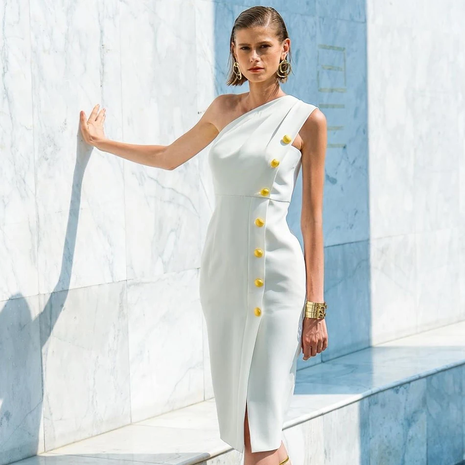 Adyce 2020 новое летнее Облегающее с завязками Клубное платье на одно плечо