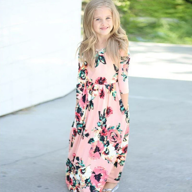 Пляжное платье принцессы богемные платья макси для девочек цветочные детская