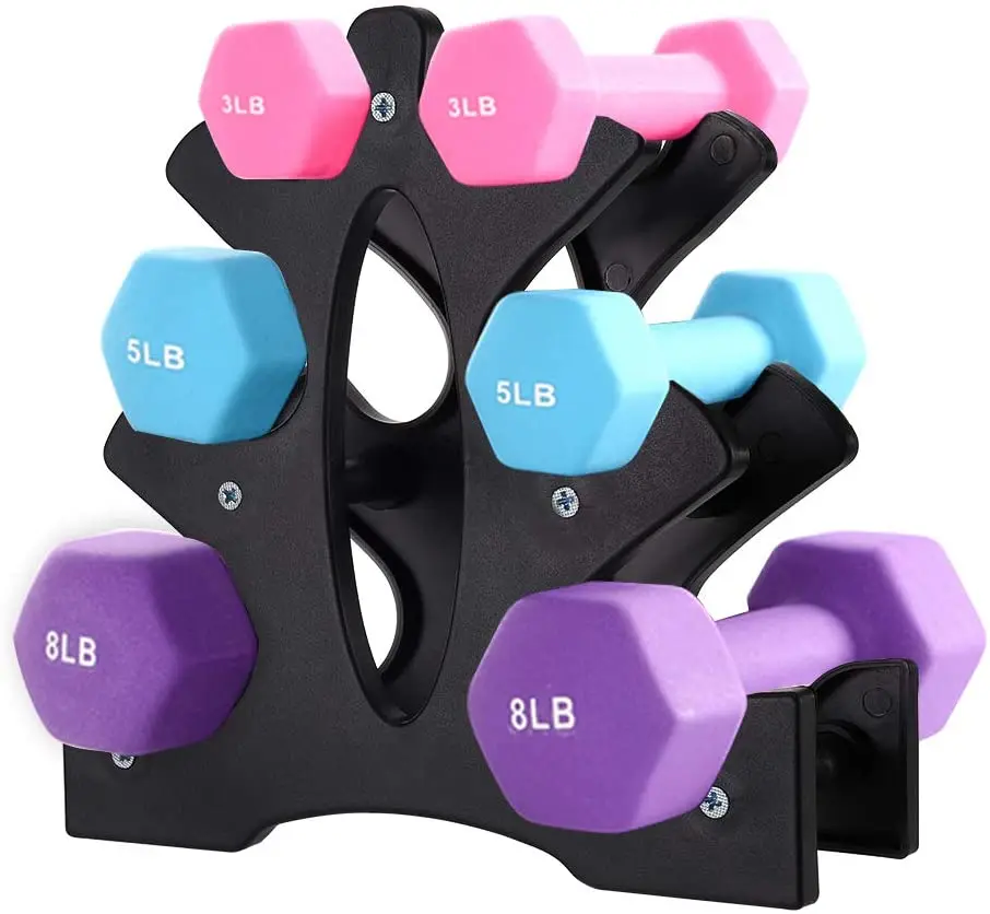 

Home Dumbbell Bracket 3-Tier Dumbbell Storage Rack Weightlifting Holder Triangle Small Leaves Gym Fitness Equipment accessories