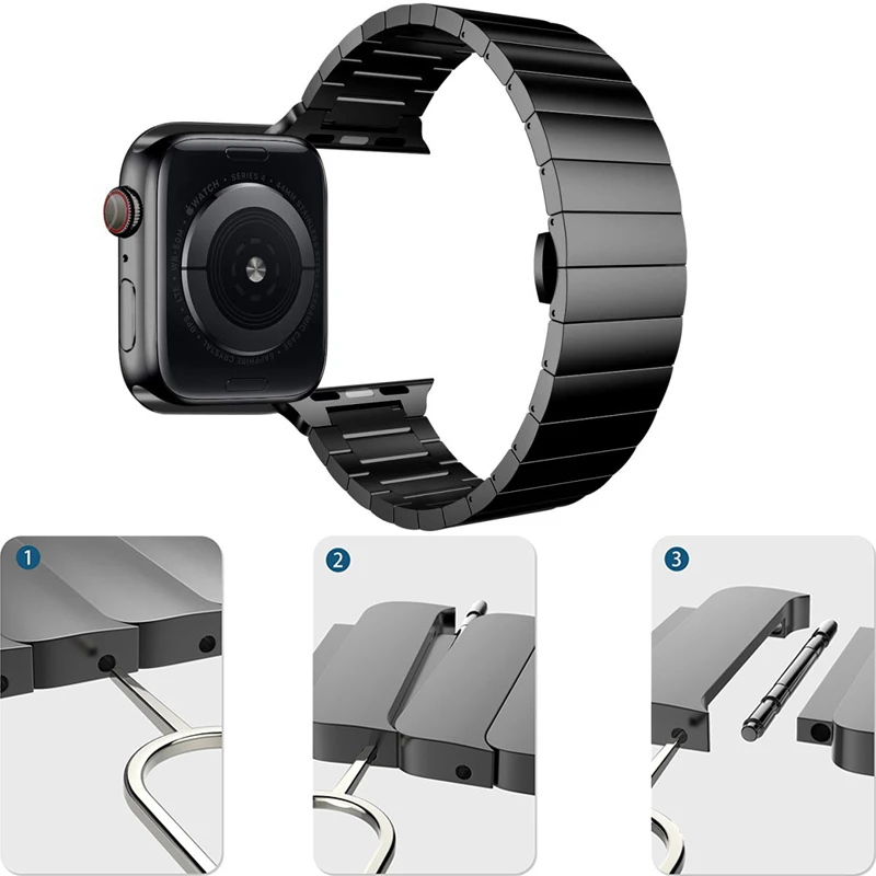 

series 6/5/4/3/2/1/SE strap for apple watch band 44mm 42mm iwatch band 40mm 38mm metal bracelet Butterfly buckle watchband
