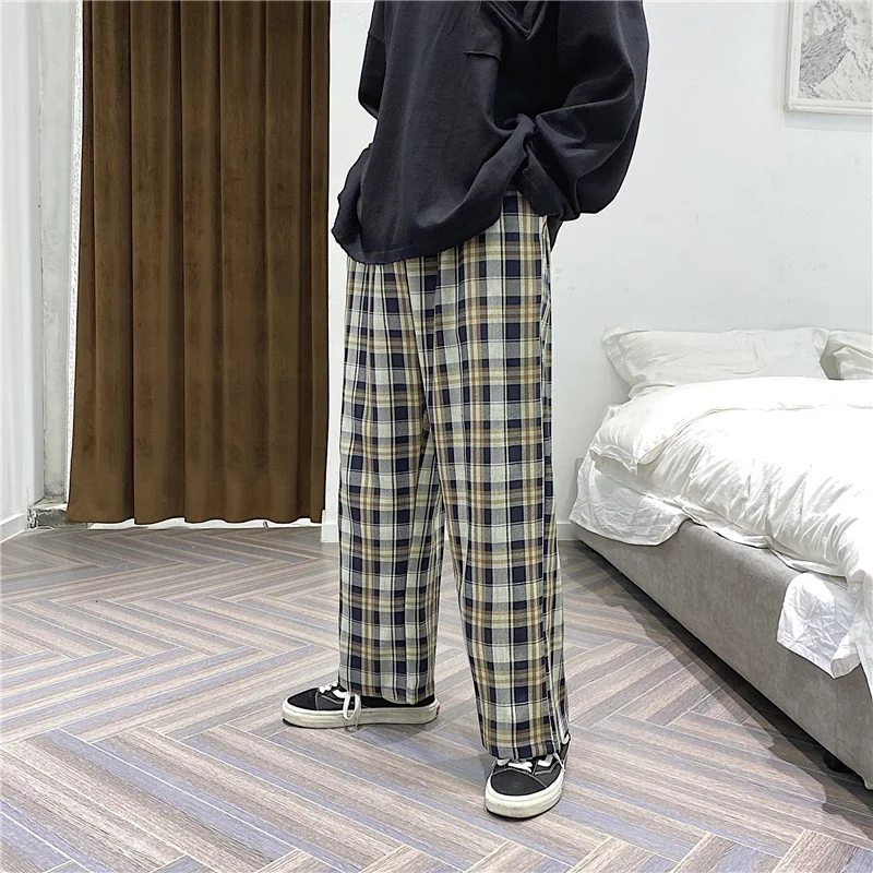 Женские клетчатые брюки свободные повседневные Прямые для девушек 2020|Брюки| |