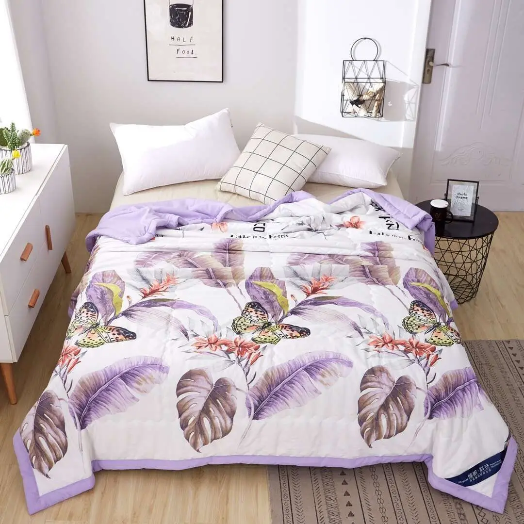 Фиолетовый Popular summer washed cotton quilt quilted air conditioning quilt cool quilt thin quilt - Цвет: Фиолетовый
