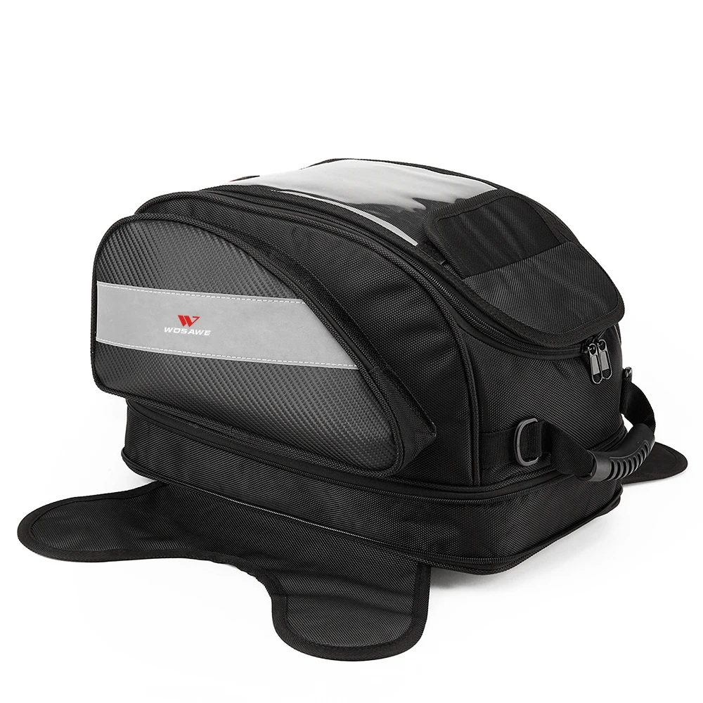 WOSAWE 12L Motorcycle fuel Tank Bag Waterproof EVA Hard Shell PU Leather Wear-resistant Reflective Shoulder bag Handbag Tail Bag enlarge