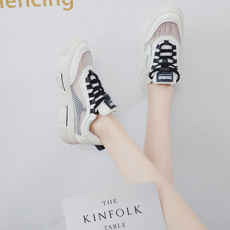 Сетчатая спортивная обувь для женщин новинка 2020 года Летние кеды белые туфли