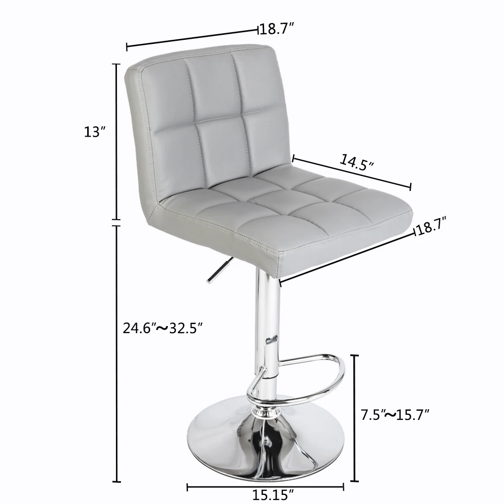 

2pcs 60-80cm 6 Checks Round Cushion No Armrest Bar Stool Gray