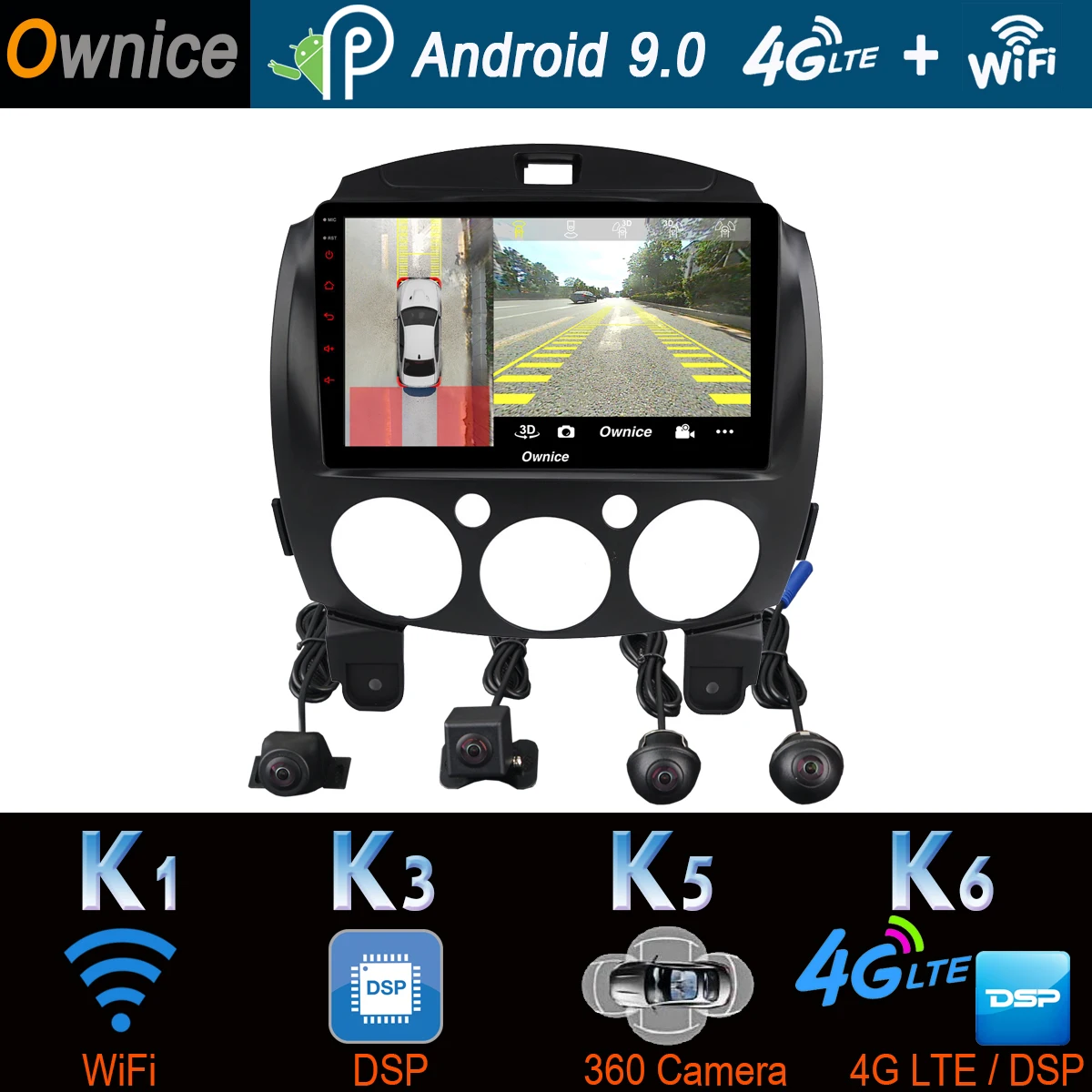 360 ° панорамный Android 9 0 8Core 4 + 64G GPS навигация Радио CarPlay SPDIF DSP Автомобильный