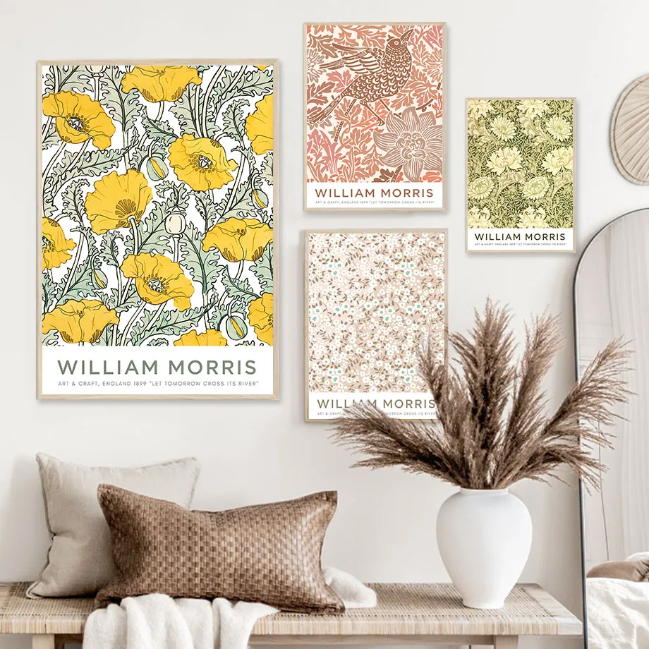 William Morris Leaf Flower Plant Abstract Wall Art Canvas Painting Nordic Posters And Prints Pictures For Living Room Decor | Дом и сад