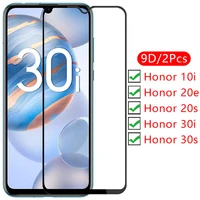 9d screen protector tempered glass case for huawei honor 30i 30s 20s 20e 10i cover on 10 30 i i10 i30 protective phone coque bag