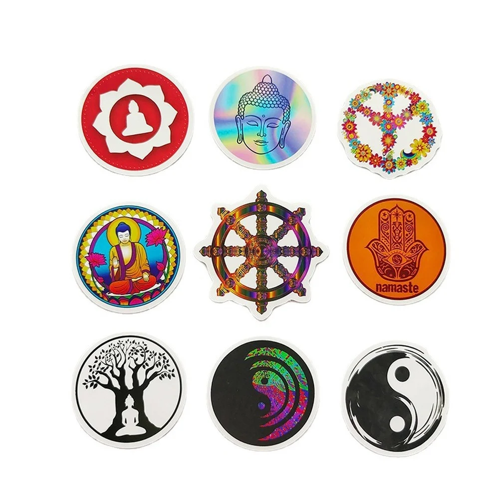 Pegatinas de Budismo de dibujos animados para ni&ntilde;os, calcoman&iacute;as divertidas de Buda para monopat&iacute;n, equipaje, guitarra, port&aacute;til, tel&eacute;fono, juguete, 50/100 Uds.-5