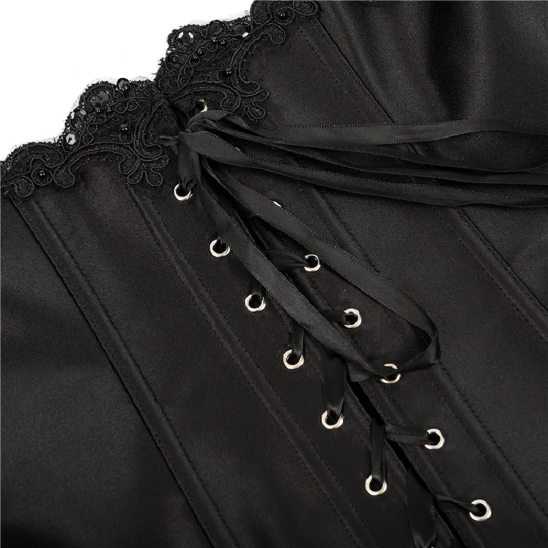 

Sexy Lingerie Women Corset Bustier Top Overbust Sexy Nightclub Clothing Steampunk Gothic Mesh Long Sleeves Corsets Costume