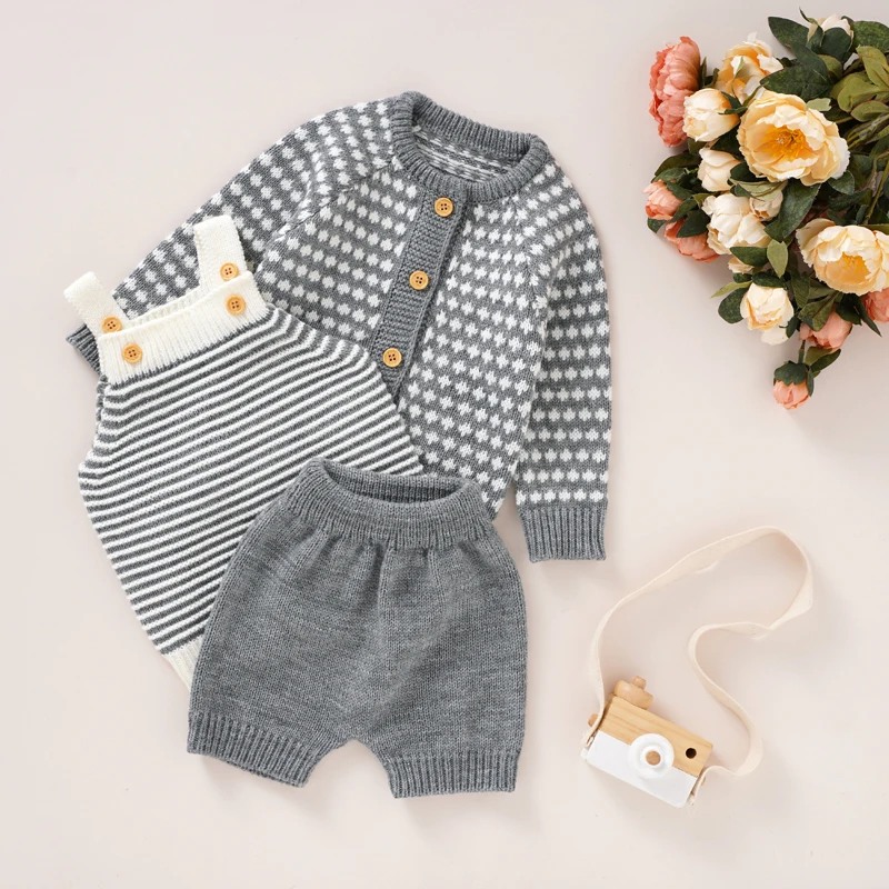 

Newborn Baby Clothes Set Knitted Long Sleeve Toddler Girl Fashion Coat +Shorts 0-18M Infant Children Autumn Clothing Top +Pants