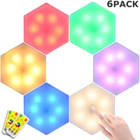 6 pieces led wall hexagon lights remote control hex smart modular light panels touch sensitive modular rgb colorful light with u