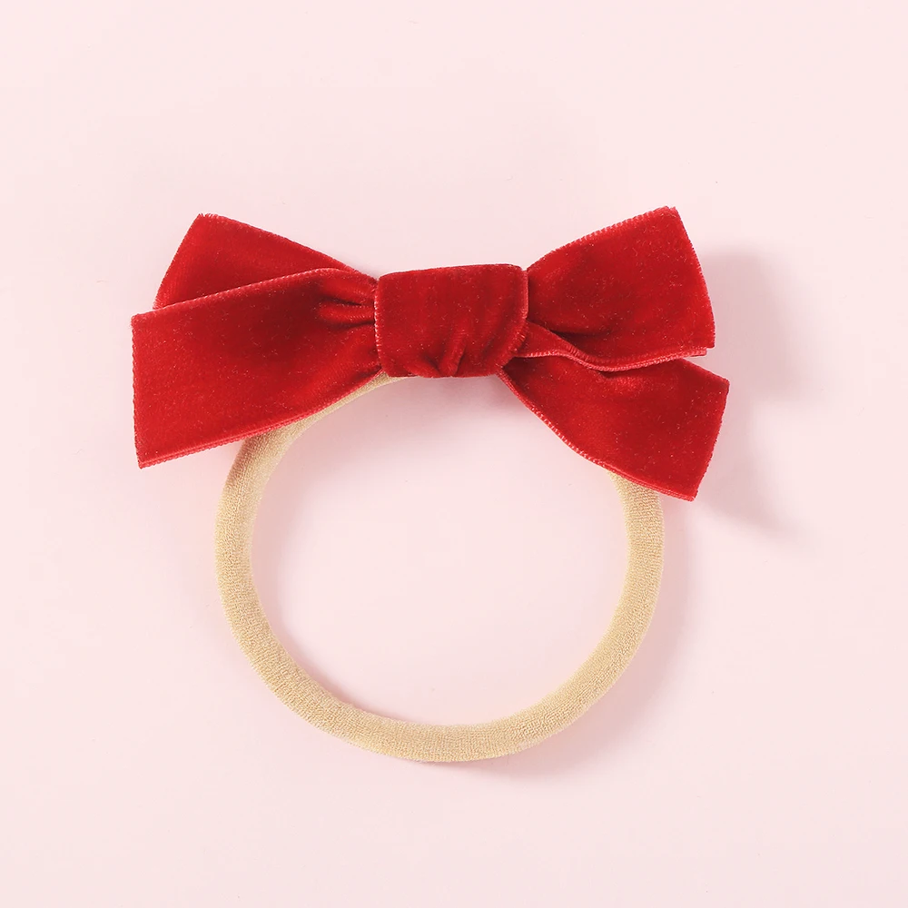 Новые бархатные нейлоновые ободки с бантами аксессуары для волос девочек милые