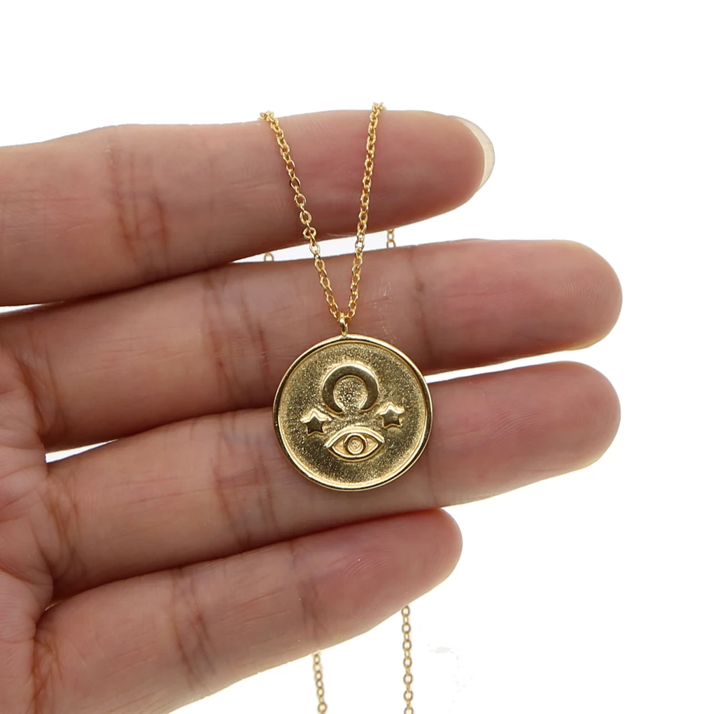 Подвеска золотого цвета в стиле бохо с кристаллами турецкий глаз круглый кулон
