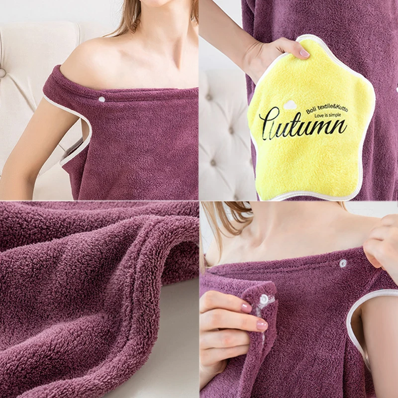 

Wearable Bath Towel Superfine Fiber Towels Soft and Absorbent Chic Towel for Autumn Hotel Home Bathroom Gifts Women Bathrobe