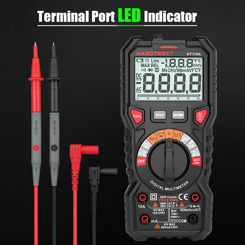 Тестер транзисторов HABOTEST мультиметр цифровой профессиональный автомобильный Ом