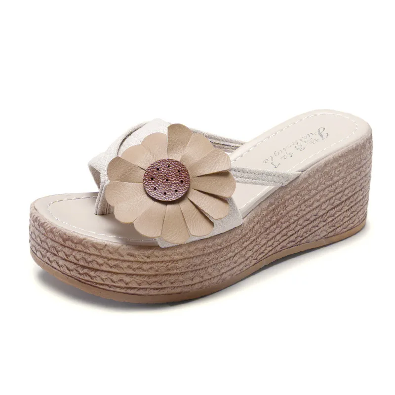 

Summer Women Slippers 2021 Rome Retro Casual Shoes Thick Bottom Wedge Open Toe Sandals Beach Slip On Slides Female