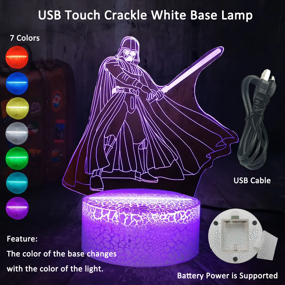 3D RGB светодиодный Ночной светильник, классный Звездные войны, Дарт Вейдер, 7 цветов, настольная лампа для сна Chang, новинка, домашний декор, рождественский подарок для мальчиков, Лава