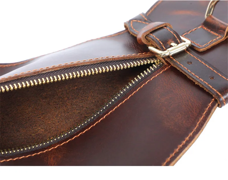 

PNDME retro crazy horse cowhide men women cute cat shape chest bag fashion natural real leather designer shoulder crossbody bag
