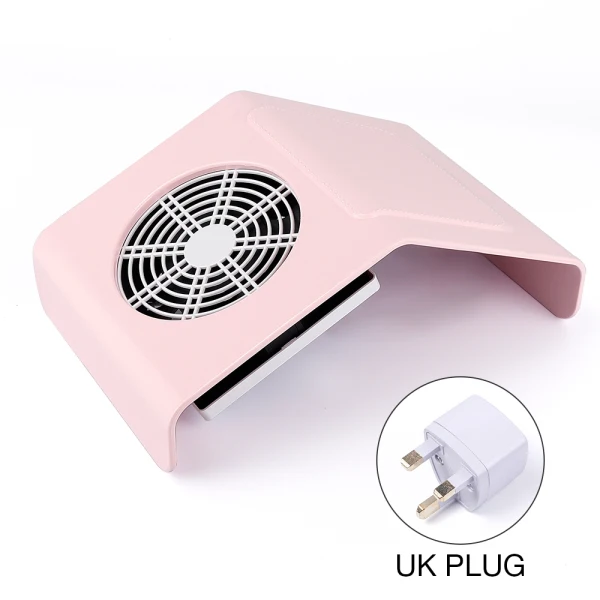 Pink UK Plug 40 Вт пылесборник для ногтей, вентилятор для всасывания ногтей, пылесос для ногтей, маникюрная машина с 2 мешками для сбора пыли, салонные инструменты - Цвет: Pink UK Plug