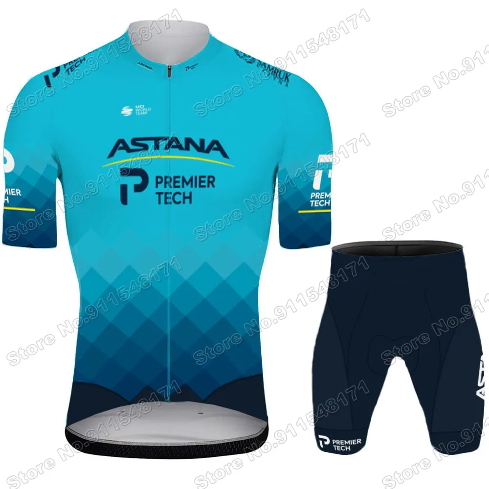 

2021 Astana Pro Team Cycling Jersey Set Men's cycling clothing Road bike Shirt Suit bicycle Shorts MTB Maillot Culotte
