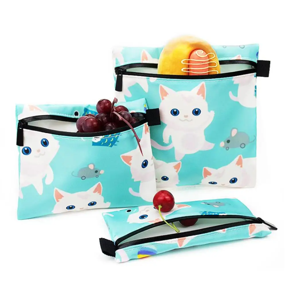 3 шт. сумка для ланча Премиум Многоразовые сэндвич и снэк-мешки детская