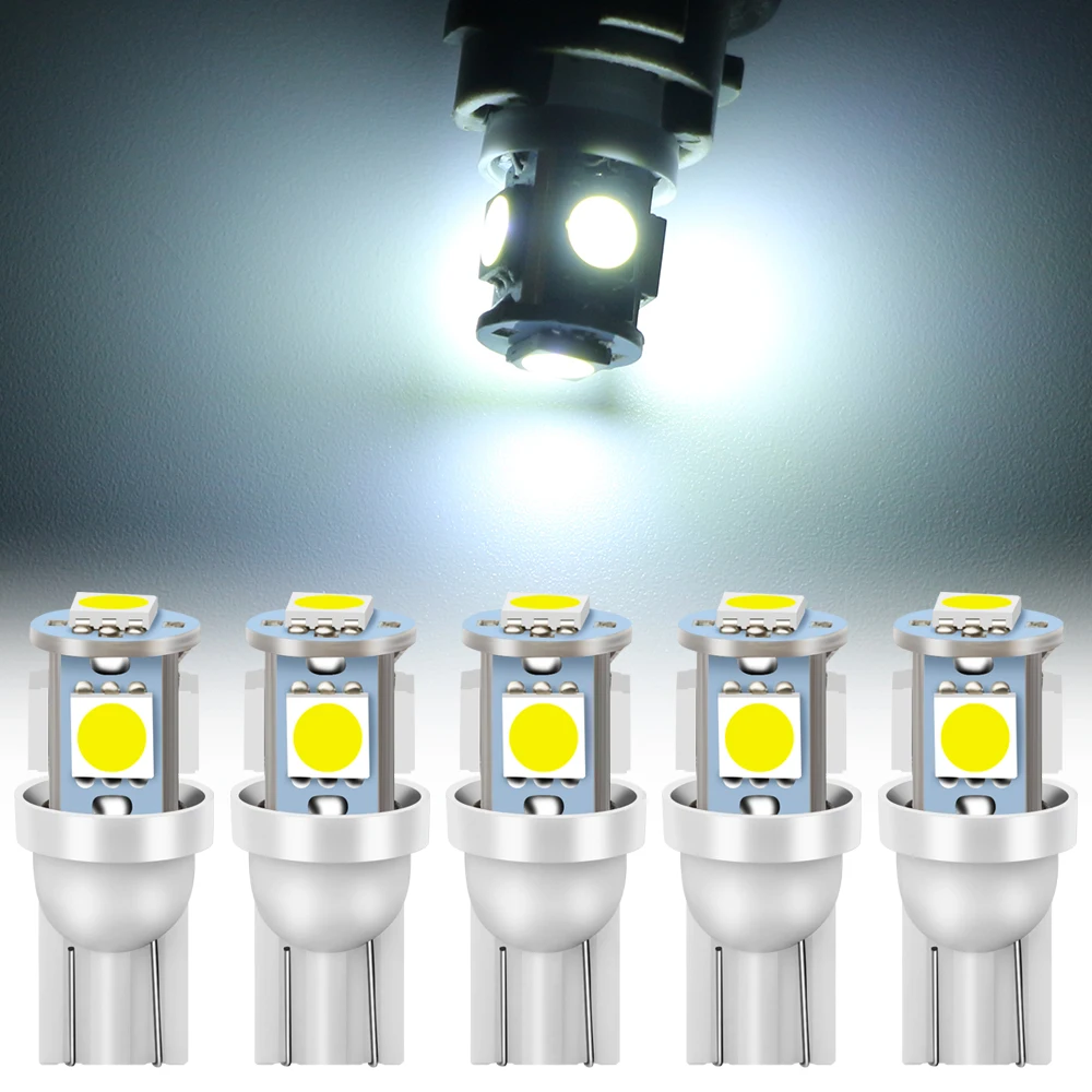 5X Led W5W T10 светодиодный светильник 5050 SMD Автомобильная Клинообразная лампа для Honda