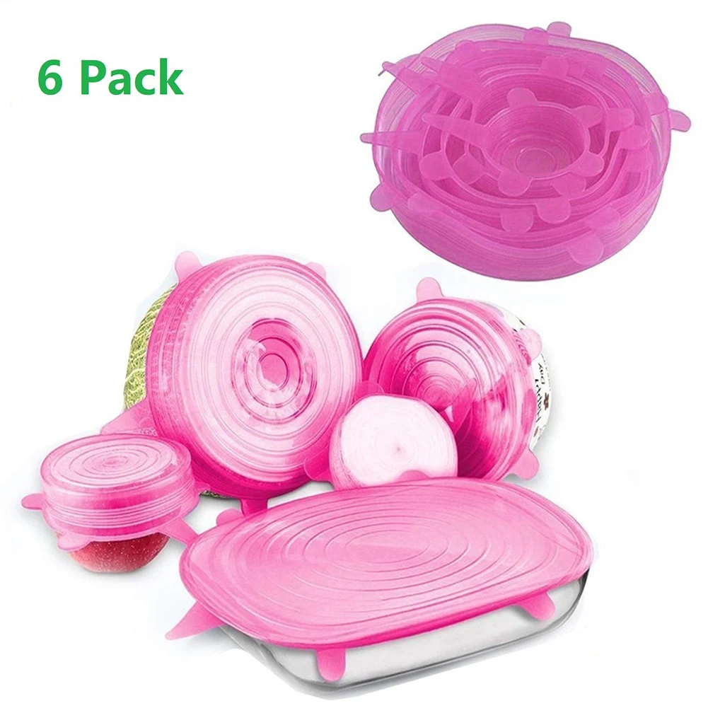 6 шт многоразовые силиконовые эластичные крышки универсальные свежие продукты