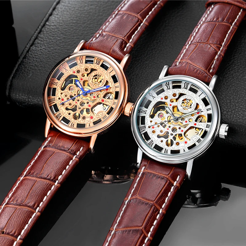 Серебряный чехол Модный повседневный дизайн коричневый кожаный ремешок для