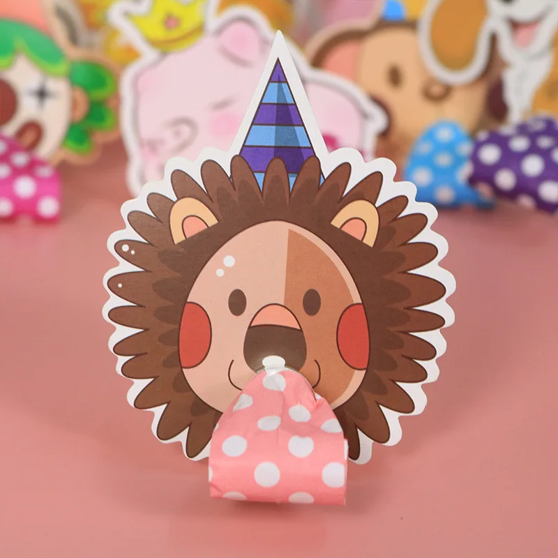 Silbatos de fiesta para ni&ntilde;os, juguetes de dibujos animados de animales para cumplea&ntilde;os, Decoraci&oacute;n de mesa de postre, juguete de ruido, 10 Uds.-0