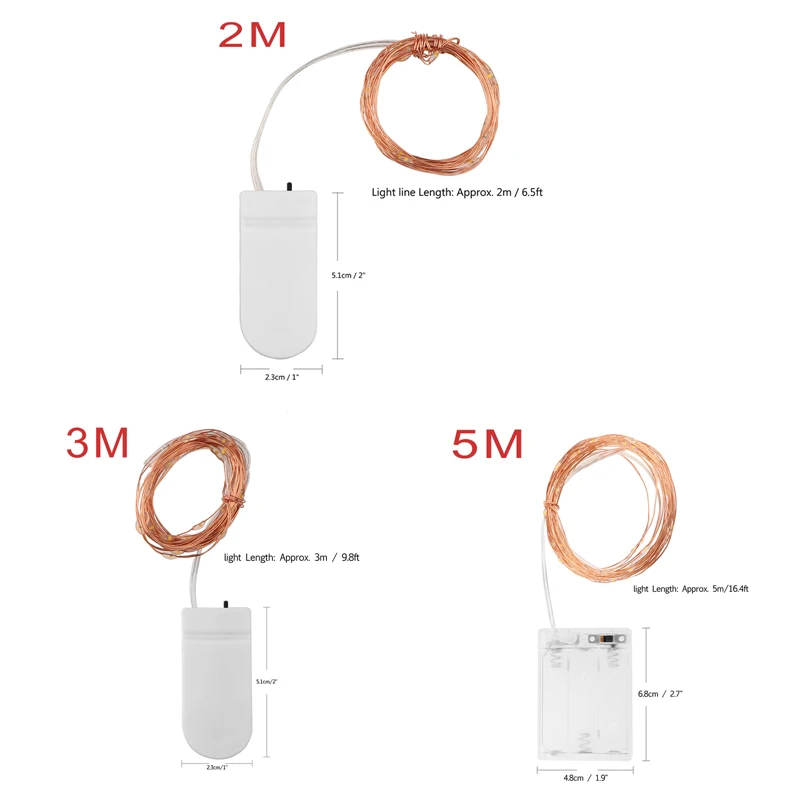 Рождественская гирлянда из медной проволоки 20 светодиодов 2 м/3 м/5 м | Лампы и