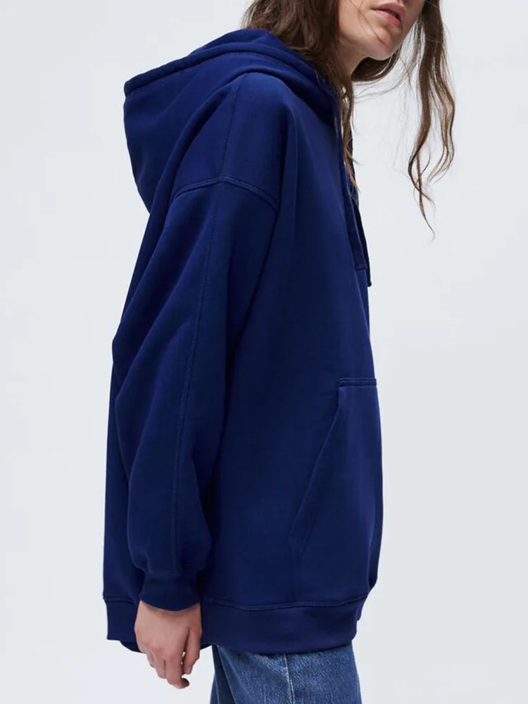 Женский свободный пуловер ZA Повседневный с длинными рукавами и карманами свитер