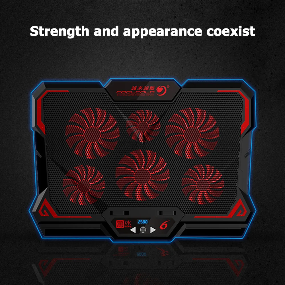 Gaming Laptop Cooler Portable USB Cooling Pad Stand with 6 Quiet LED Fan for 13-17 inch Notebook PC Accessories |