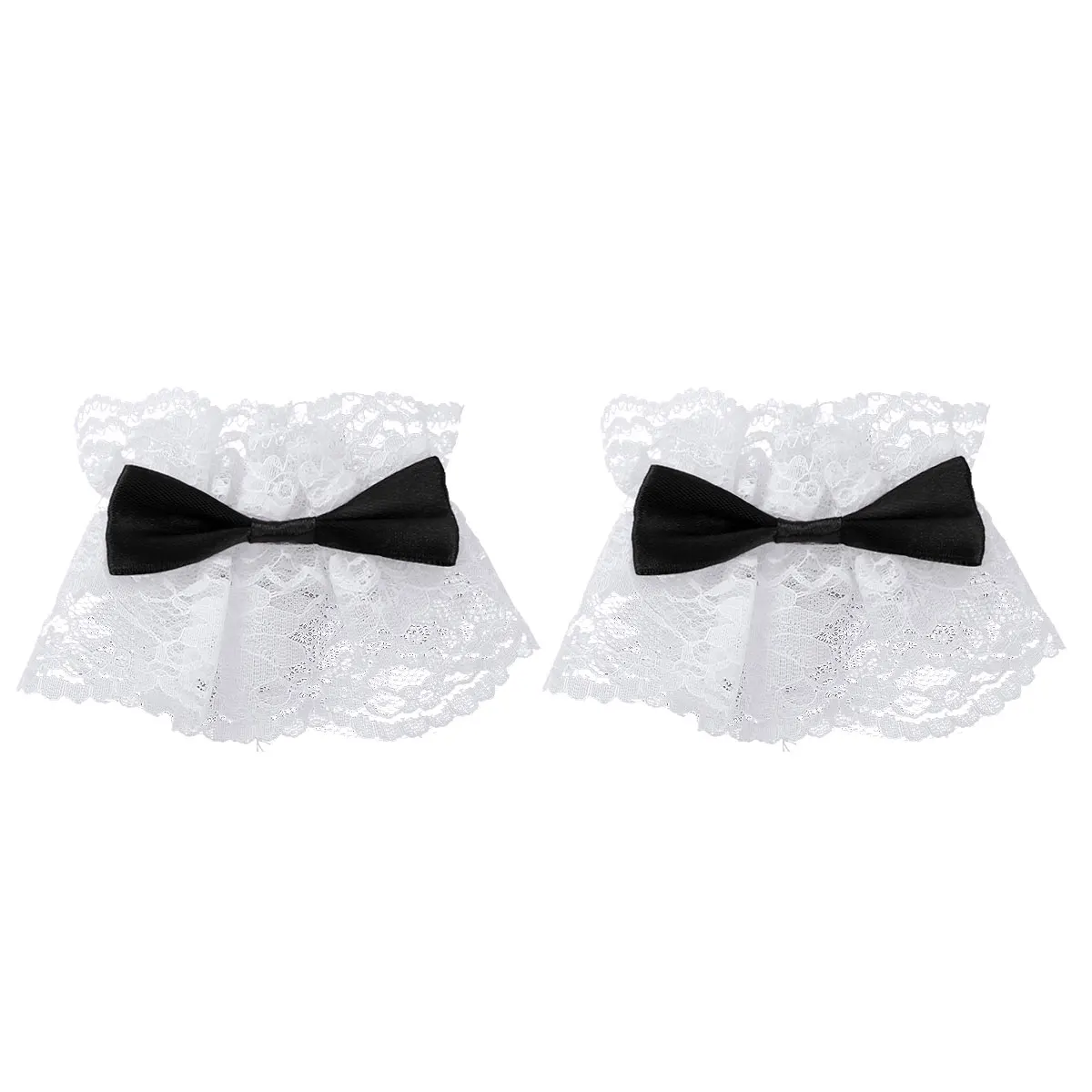 

Women Handmade Ruffled Wrist Cuffs Floral Lace Bowknot Wrist Sleeves Decorative bands Wrist for Cosplay Costume Party Hand Wear