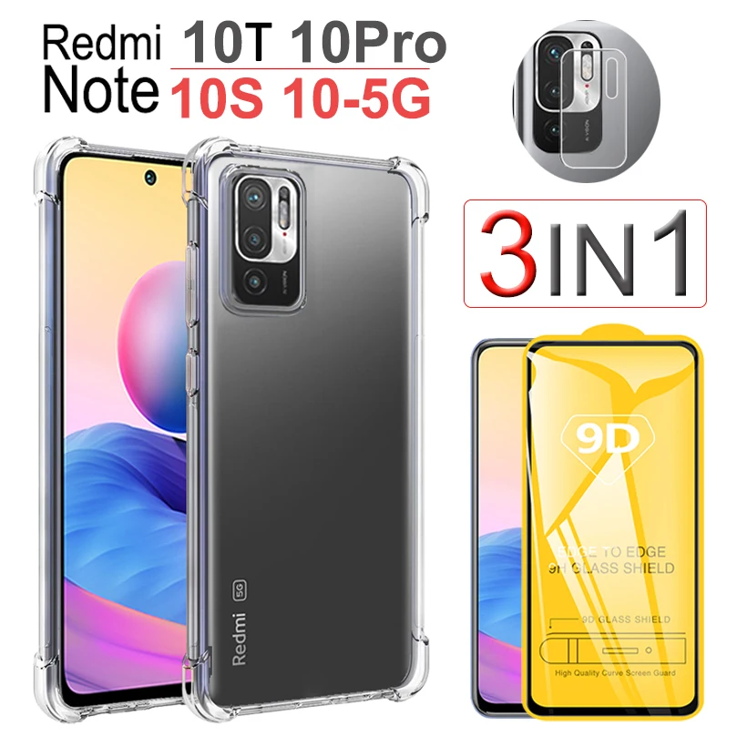 

Protective Glass & Clear Case for Xiaomi Redmi Note 10 5G 10S 10Pro 9 Pro 11 Pro Airbag Shockproof Case on Redmi Note10 5G 11S