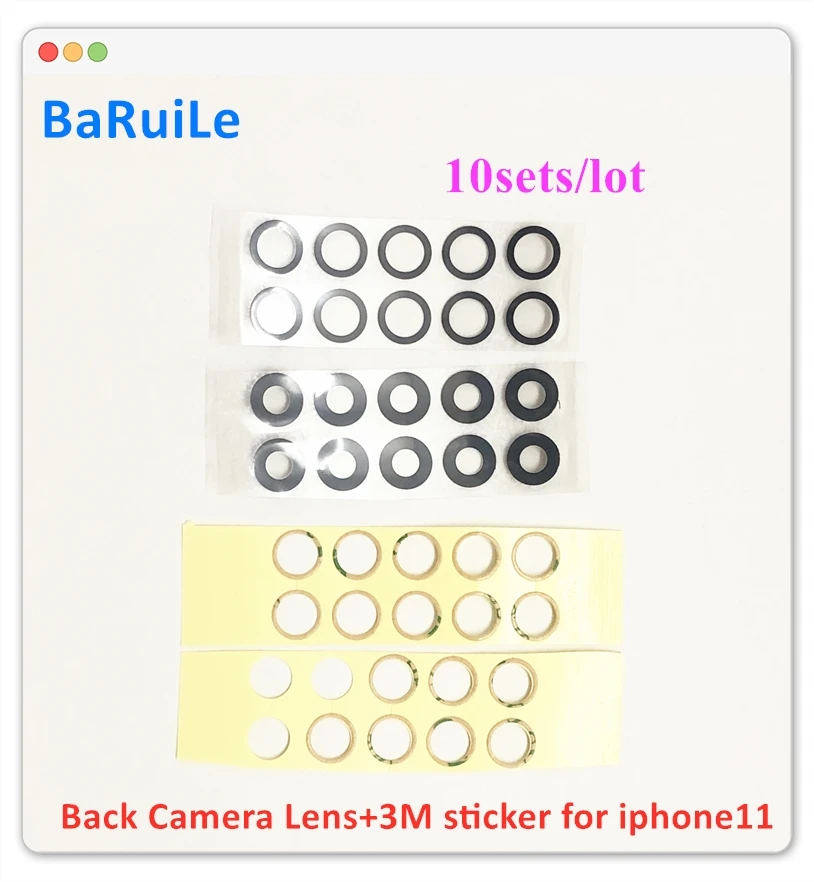 BaRuiLe 10set Rear Back Camera Lens For iPhone 7 8 Plus X XS max XR 11 Pro Glass Cover with 3M Sticker Adhesive Replacement Part | Мобильные