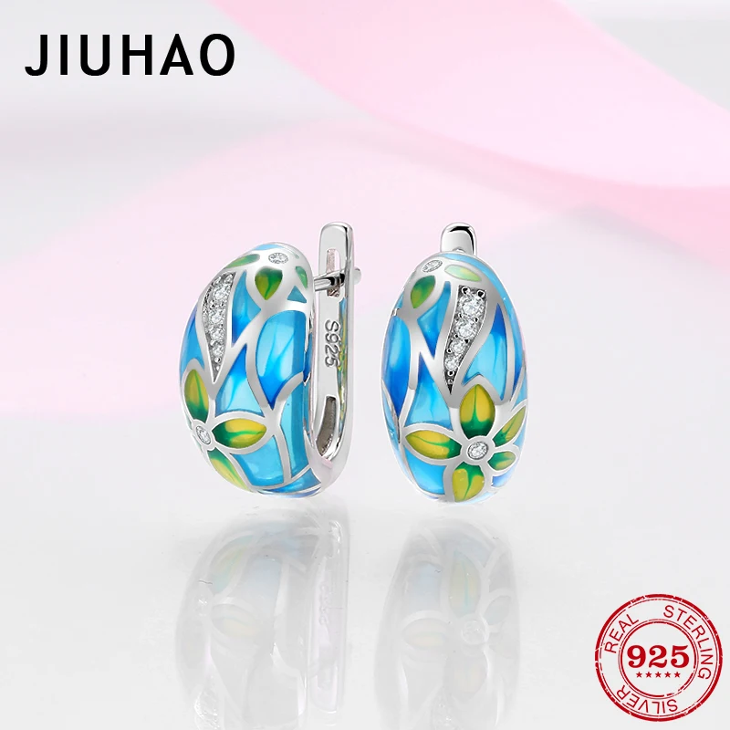 Женские серебряные серьги-гвоздики из стерлингового серебра 925 пробы с камнями