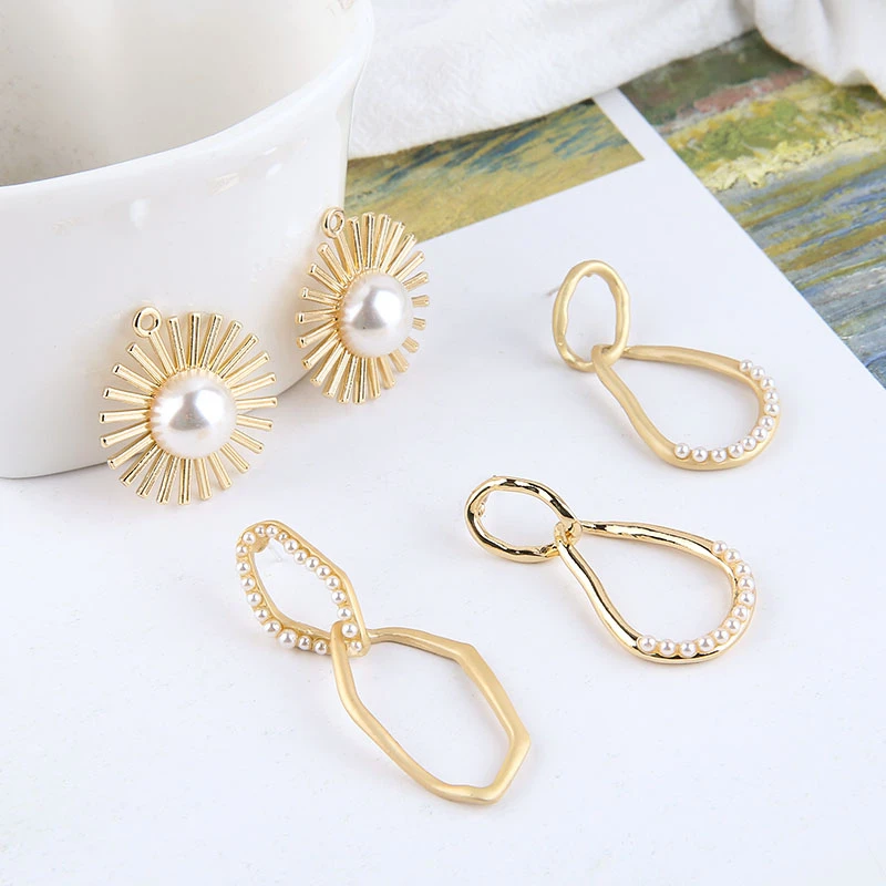 10 шт. модные трендовые серьги с текстурой жемчужного круга Необычные полые