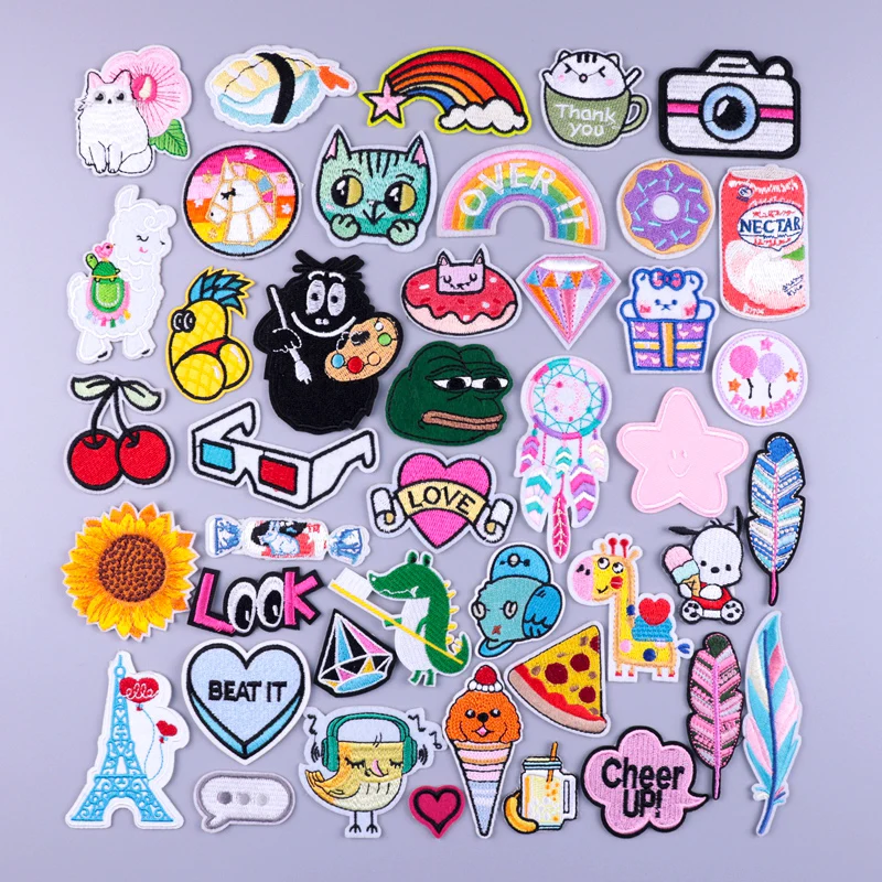 Мультяшная Милая Аппликация вышитые нашивки для одежды наклейки Животные утюгом