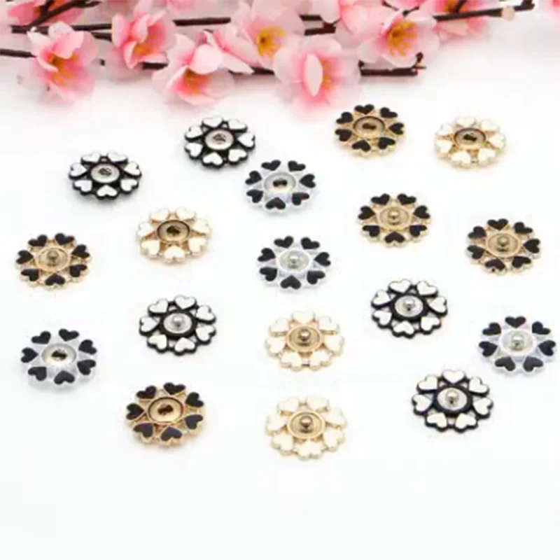 Meetee 5sets 21/25mm Metal Snap Button Heart Shape Flower Invisible Coat Buttons DIY Shirt Garment Sewing Decorative Accessory | Дом и сад