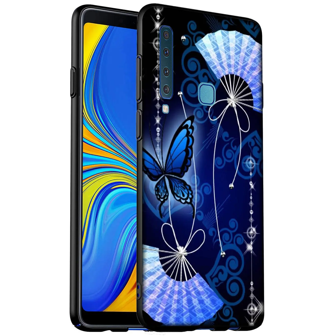 Butterfly Blue flower Luxury rose Soft Silicone Phone Case for Samsung Galaxy A6 A7 A8 A9 2018 A3 A5 2016 2017 Note 9 8 10 Plus |