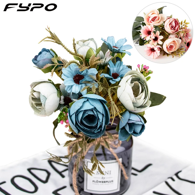 Искусственный букет цветов чайная роза свадебное украшение для дома цветочный