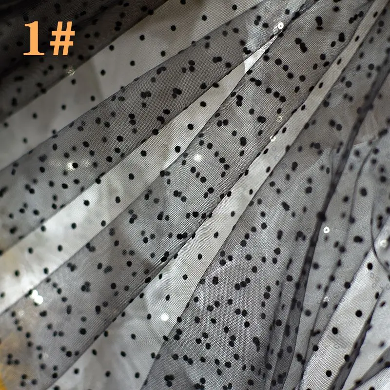 Сетчатая гипюровая кружевная ткань в горошек с черными сердечками 150 см | Дом и