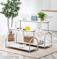 exhibition stand clothing store high and low circular flow table womens clothing shop creative floor type silver stand shelf