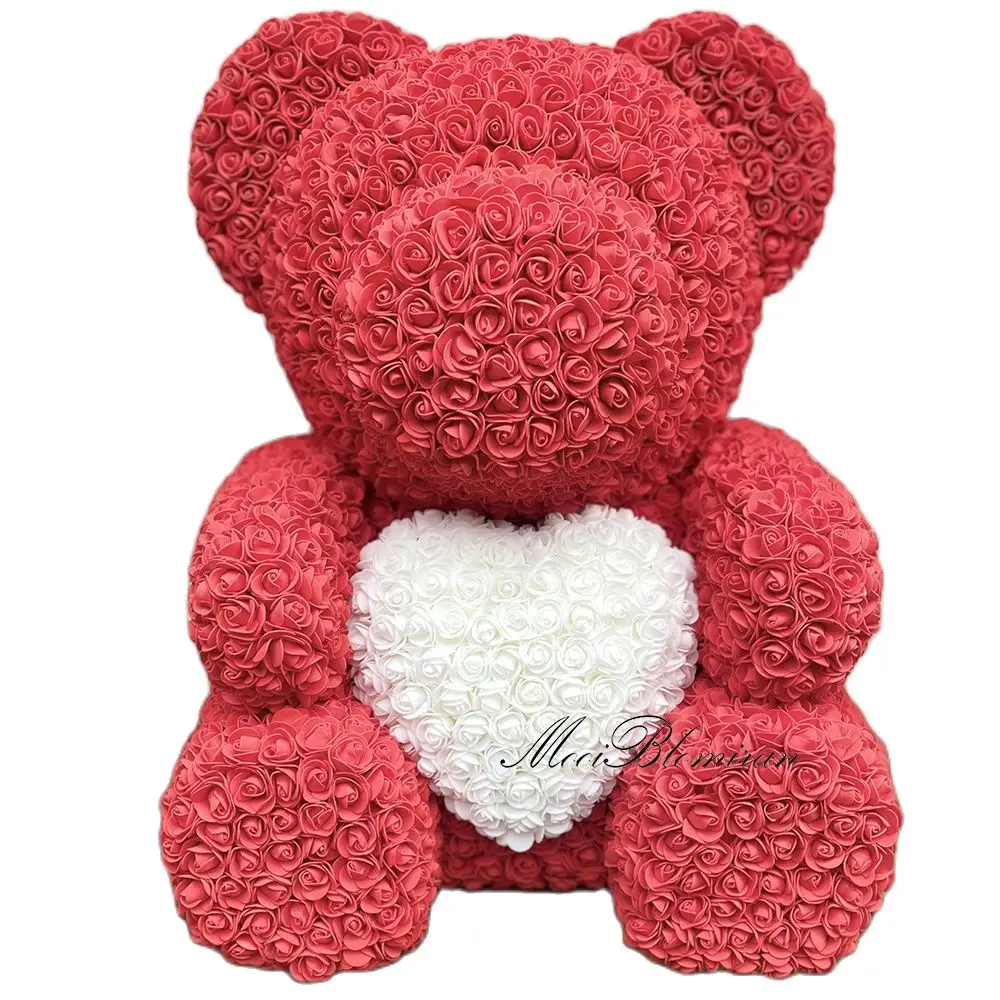 Розовый медведь супер (70 см высотой) PE forever Rose center heart bear свадебный подарок для