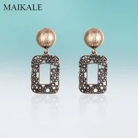 maikale vintage drop earrings for women dangle square zinc alloy rhinestone fashion jewelry high quality earrings wholesale gift